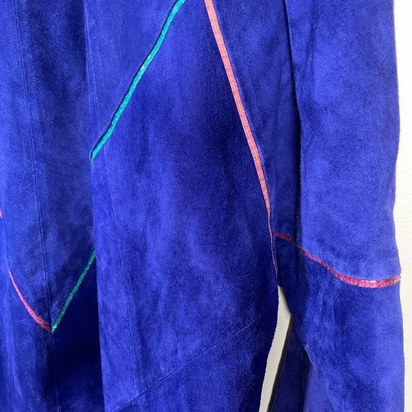 VTG Mary Hoffman Electric Blue Leather Coat Handmade Custom One of Kind - Picture 14 of 16